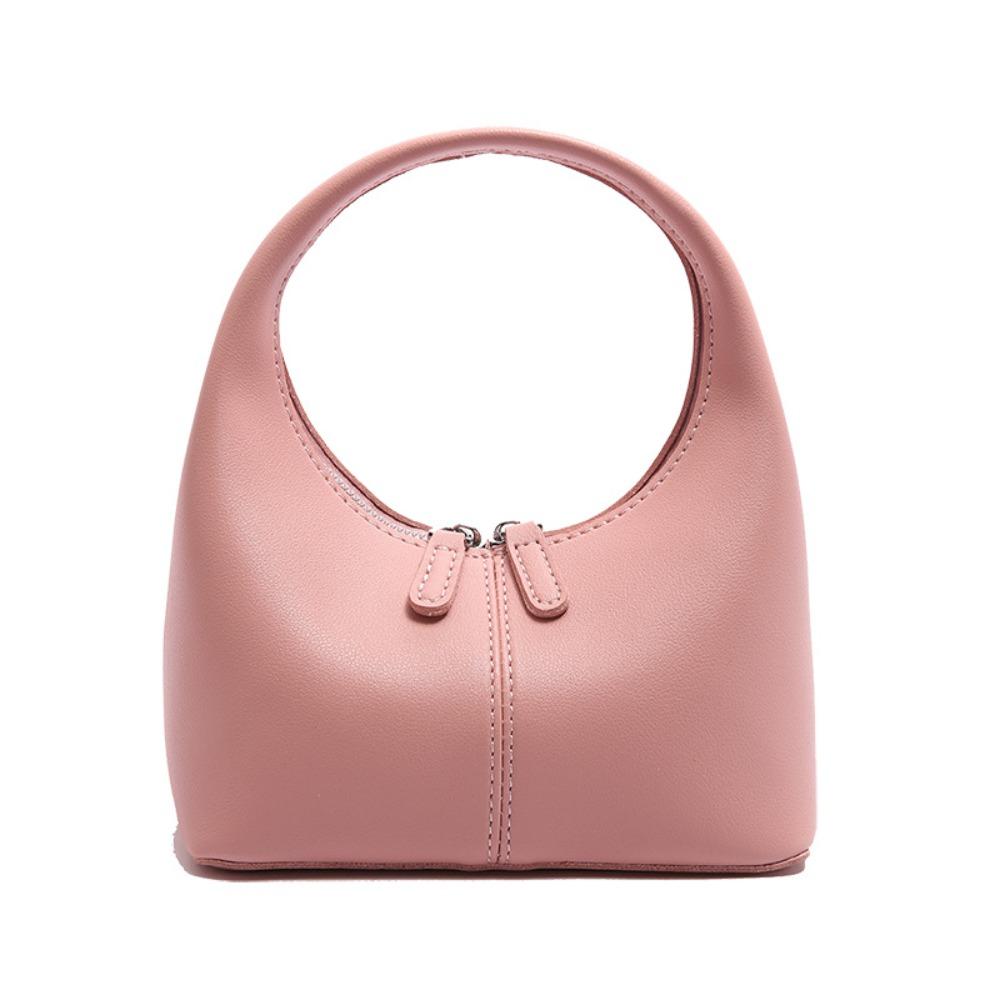 Elegant Pu Leather Handbag Zipper Small Bag All-match Crescent Bag  Travel