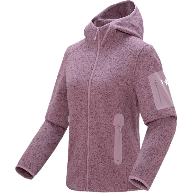 Under Armour Hiking Walking Series Stretch Knit Hooded Soft Comfortable Sports Commuter Jacket Women jackets Eden-Purple 14422269-0063