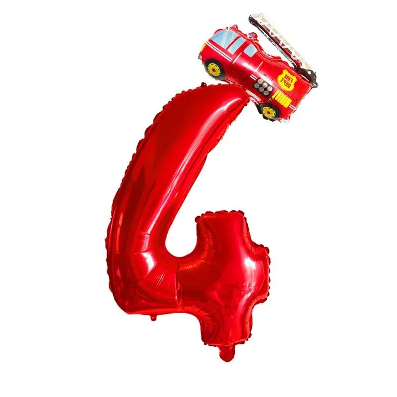 

2pcs 32inch Red Number Balloons Mini Fire Truck Foil Balloons 1 2 3 4 5 6 7 8 9 Years Birthday Party Decora Baby shower Kids Toy 32inch