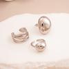 Three-piece set of metallic geometric oval beanie open ring niche jewelry