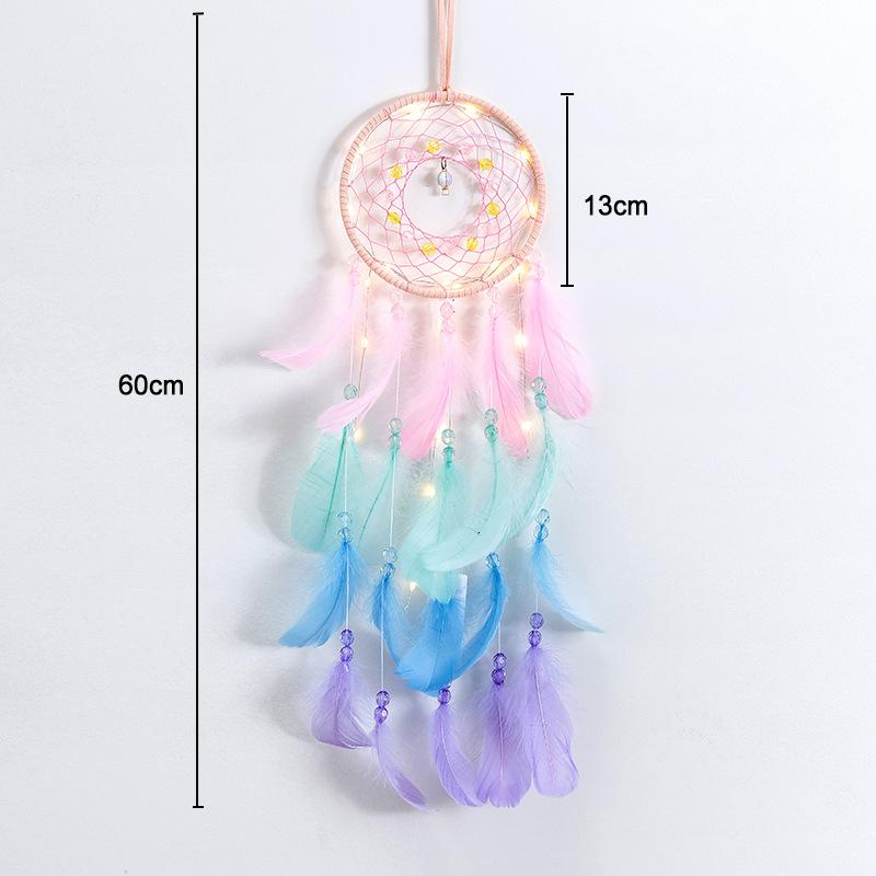 15 Styles Wall Dream Catcher Led Handmade Feather Braided Wind Chimes For Room Decoration Hanging Home Christmas Decor Poster