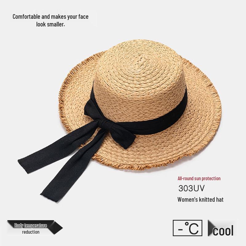Large Brim Flat Top Straw Sun Hat