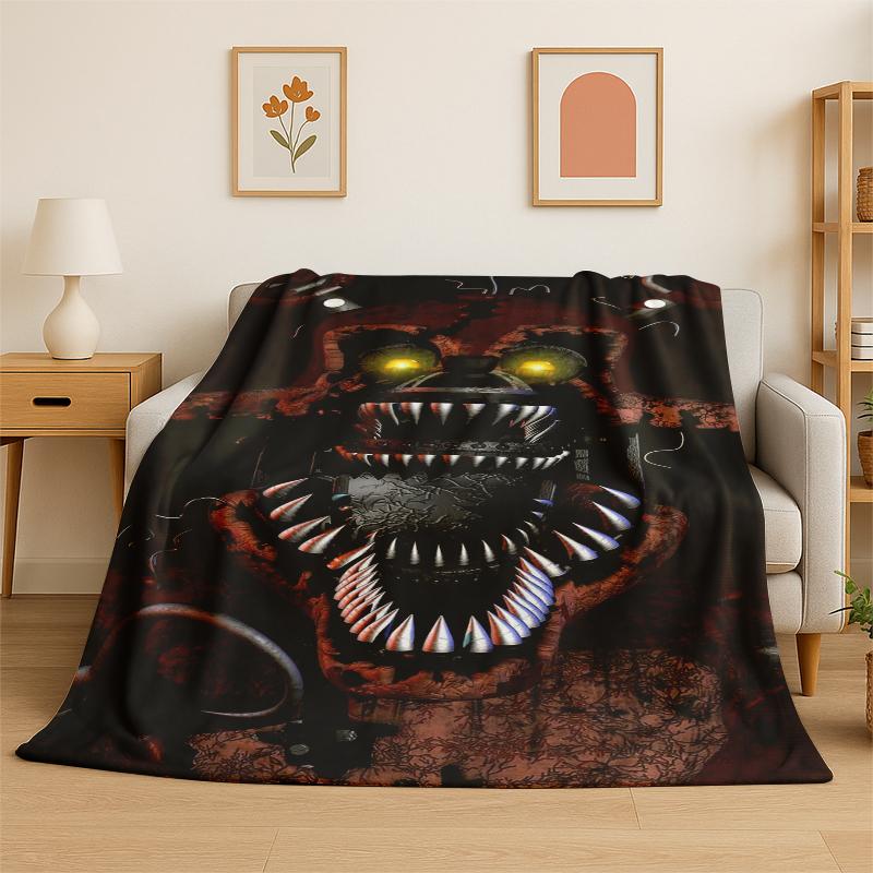 

Classic F-FNAF Horror Game Freddy Flannel Blanket Soft Warm Throw Blanket for Bedroom Living Room Bed Travel Camping Picnic 75x90cm