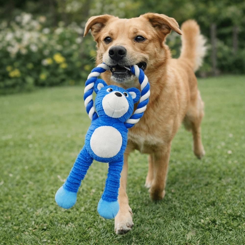 Funny Bite Resistant Dog Chew Knot Toy Animals Shaped Sounding Cotton Rope Pull Ring Cartoon Interactive Toys Training