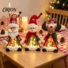 Cute Winter Seasonal Ornaments Lighted Christmas Doll Decoration, Plush Santa Claus/Snowman/Reindeer Figurine with Holiday Home Interior Decor