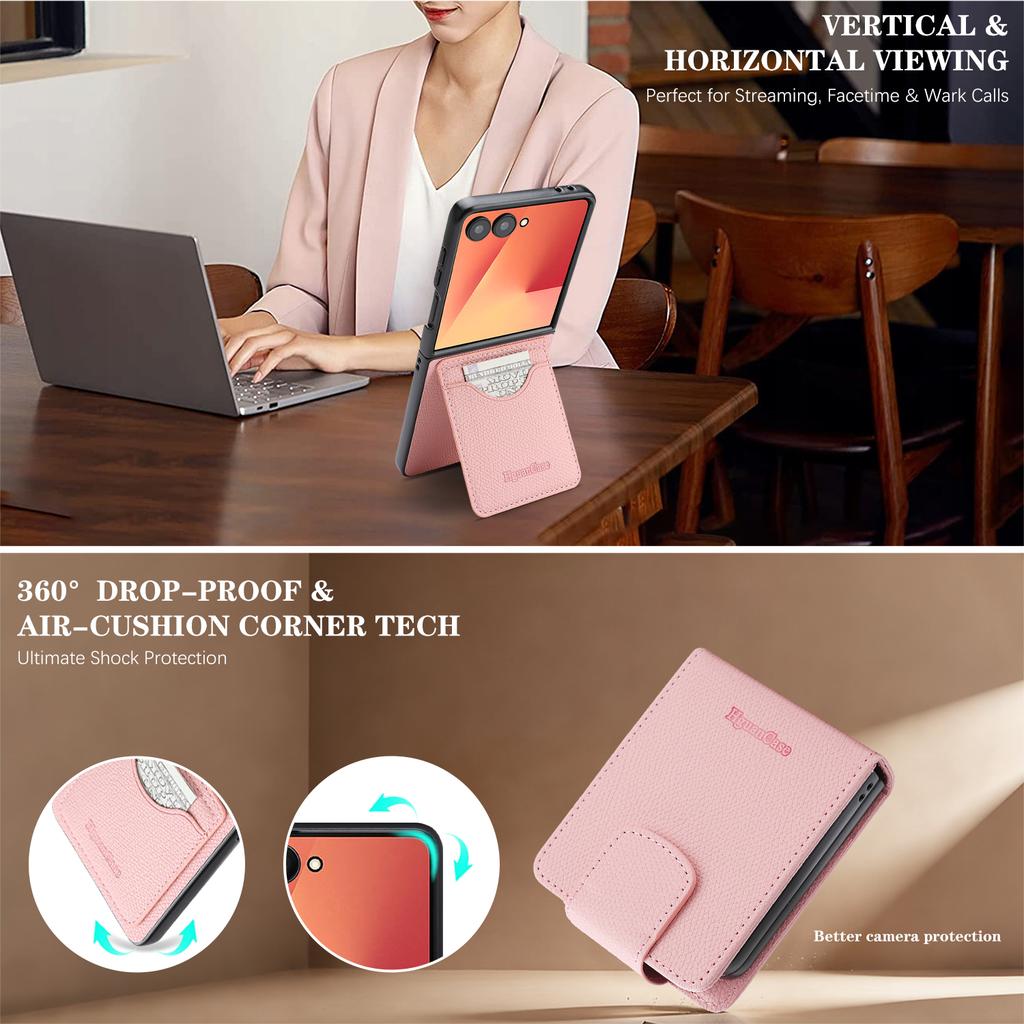 Crossbody Long Lanyard Cards Solt Leather Phone Case for Samsung Galaxy Z Flip 7 6 5 4 3 Comfortable Grip Kickstand Bag Cover