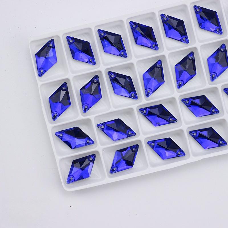 High Quality Rhombus Glass Crystal Sew On Rhinestones Strass Stone With Two Holes,DIY/clothing Accessories 1.1x1.9cm 28pcs