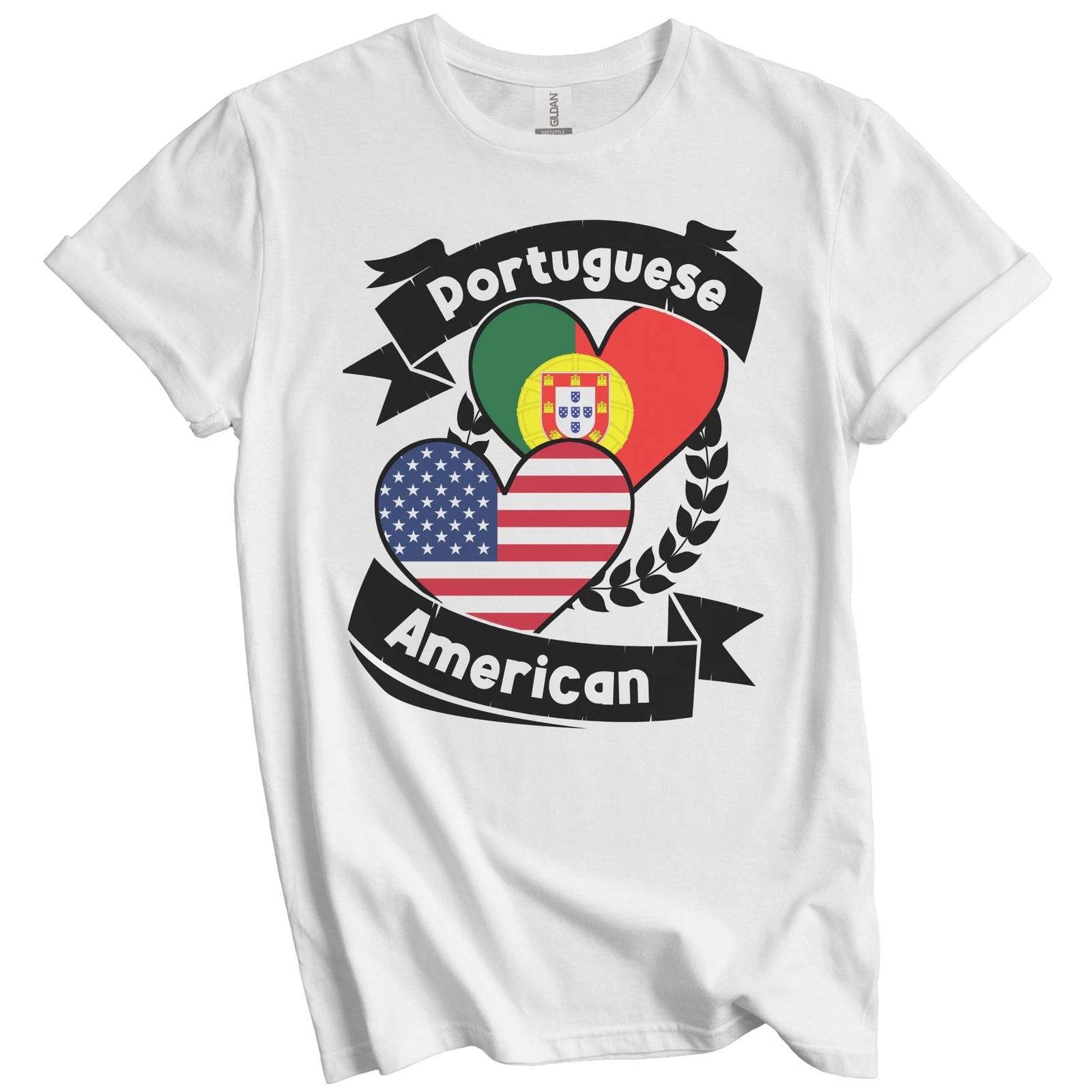 Portuguese American Hearts USA Flag Portugal Flag T-Shirt 3XL