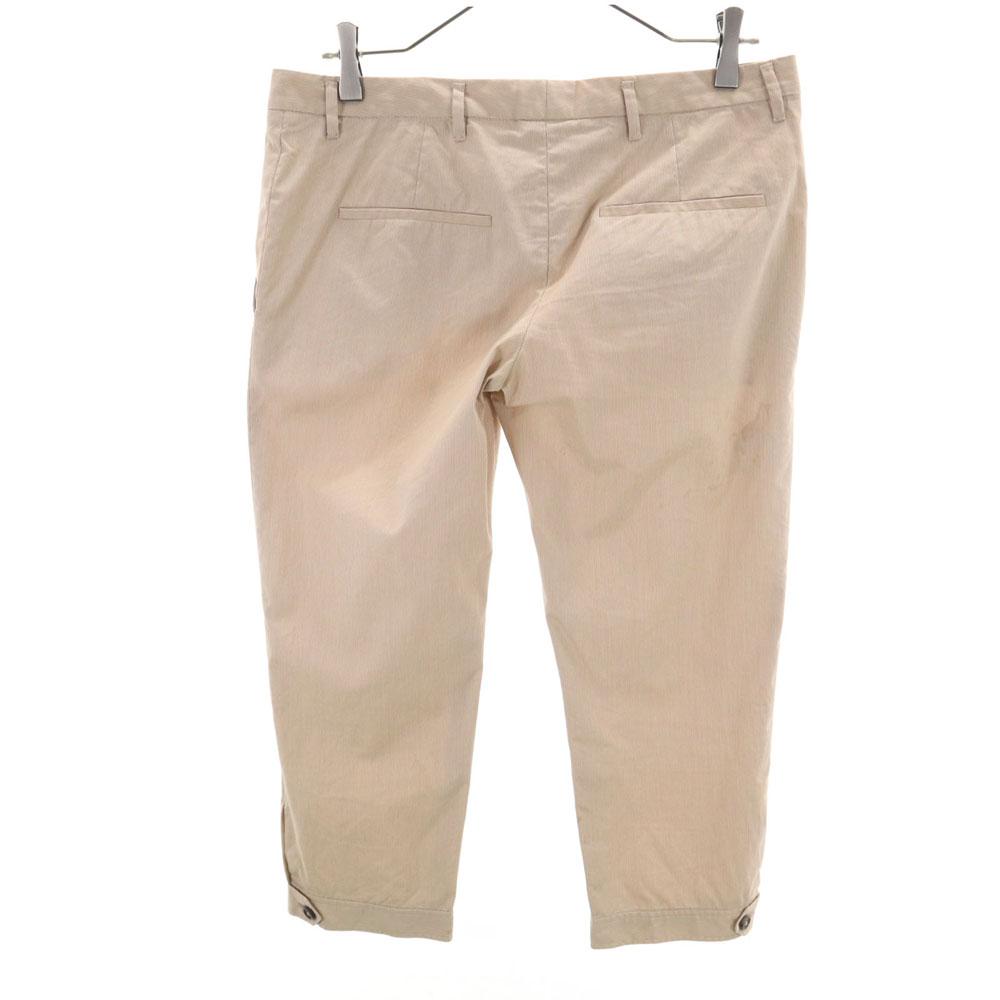 Prada Made In Italy Striped Pattern Cropped Pants 42S Beige Women Used
