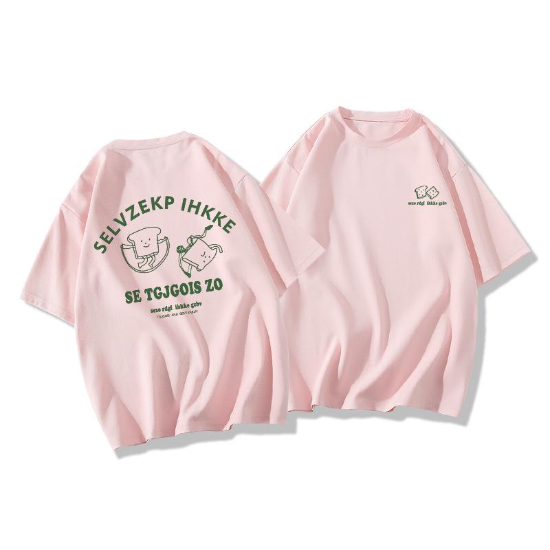 Teenager Summer Casual Short Sleeve O Neck Letter Printed Pullover Oversize Cotton T Shirt Top