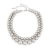 Accessories Punk Exaggerated Metal Round Bead Necklace Choker Temperament Short Imitation Pearl Collar Set