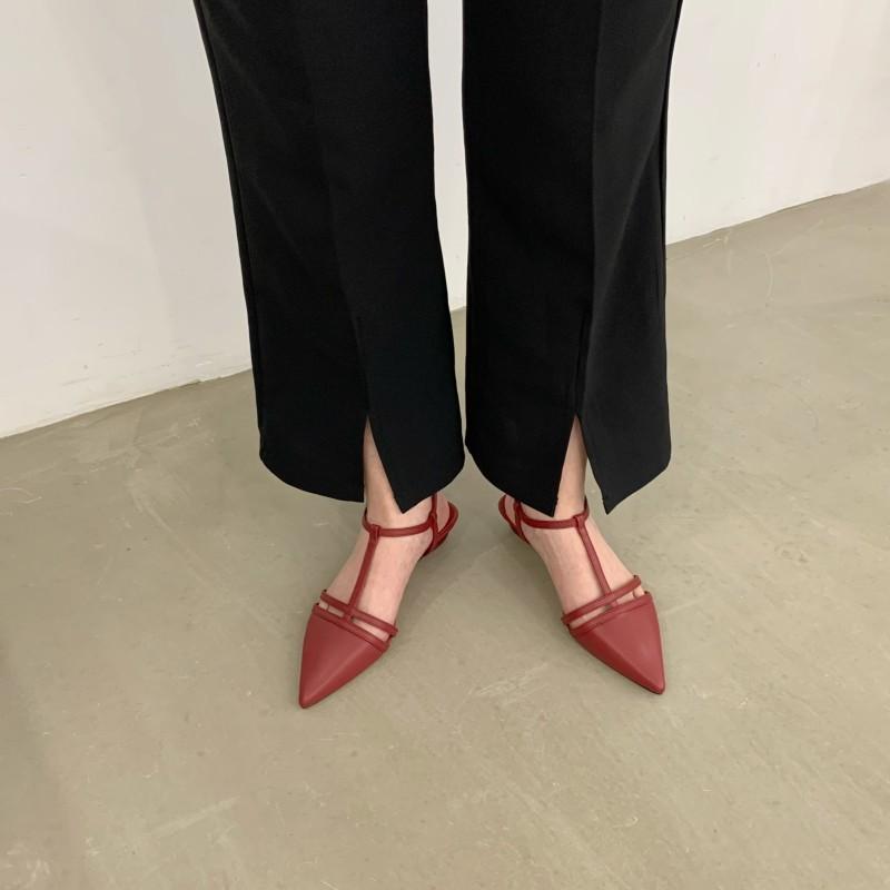 2025 pointed women's sandals special-shaped heel one-word buckle bag head Mary Jane shoes Korean version of summer new fashion