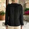 Women's Color V-Neck Ruffle Tie Long Sleeve Blouse Loose Fit Casual Top for Everyday Wear