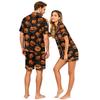 Couple Matching Halloween Pajama Set Short Sleeve Button Down Shirt and Shorts Soft Casual Sleepwear S To XXXXL