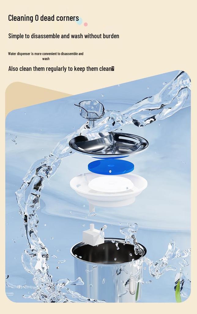 Smart Stainless Steel Pet Water Fountain with Light & Automatic Filtration for Cats