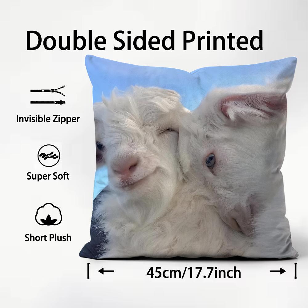Sheep Cute Cushion Cover Plush Fabric Soft DoubleSided Printed Sofa Warm Winter Home Child Gift Pillow Case