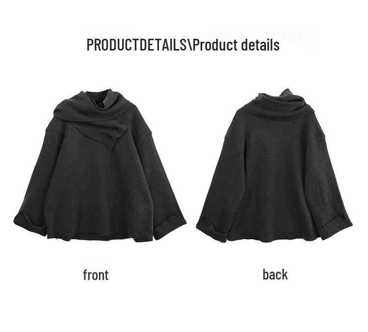 Women's Plus Size Fashionable Pullover Sweater with Detachable Scarf