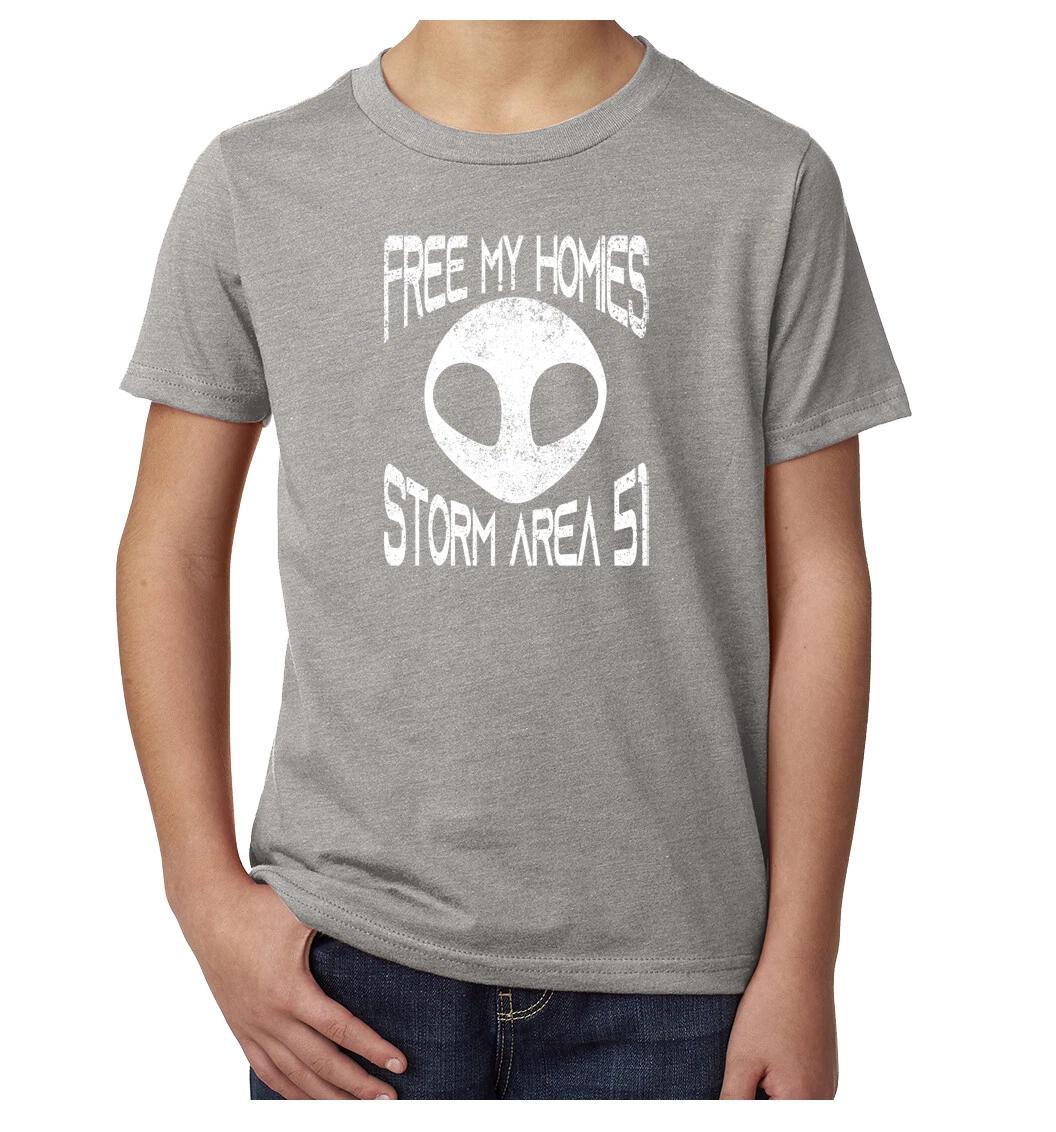 Free My Homies Storm Area 51 Kid s Shirts, Alien Tees, Graphic Kid s Shirts! S