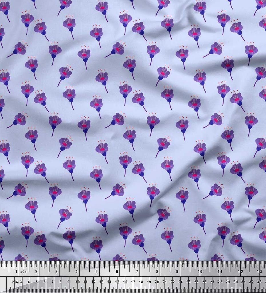 Soimoi Material Satin Crep Japonez Bej Decor Floral Frezie Material Imprimat metru 42 Inch