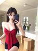 Women's Spicy Red Strapless Bow Crop Top - Sexy Summer Sleeveless Camisole