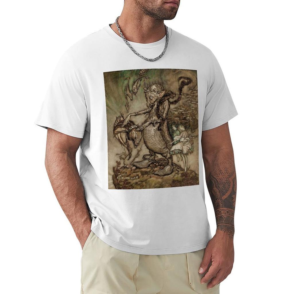 Wasserkobold Illustration Arthur Rackham T-Shirt Lässig Trendiges Kurzarm-T-Shirt