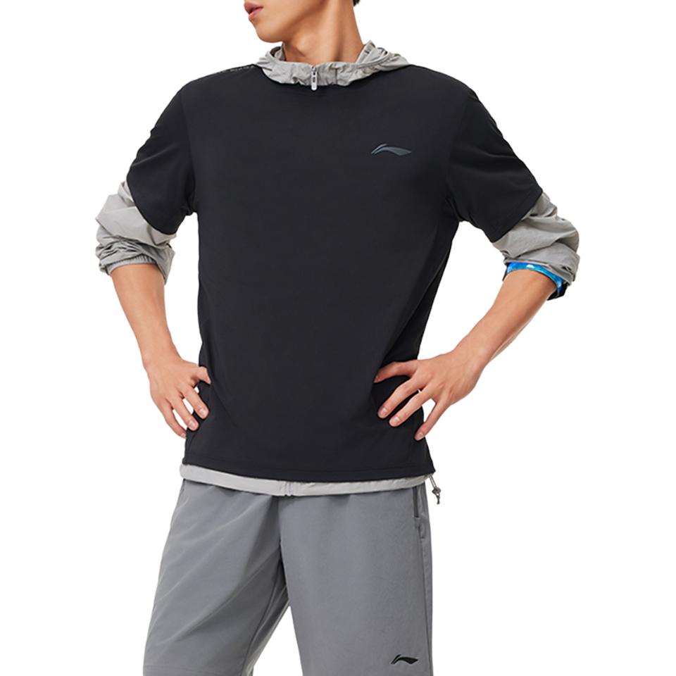 Li-Ning Breathable Comfortable Quick-Dry Round Neck Short Sleeve T-Shirt Men Tops Black ATSU025-1