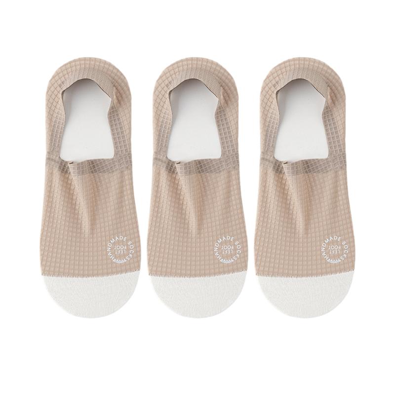 3Pairs Men's Invisible Socks Thin Breathable Comfortable High Quality Waffle Pattern Boat Sock Sweat-absorbing Casual Mesh Sox