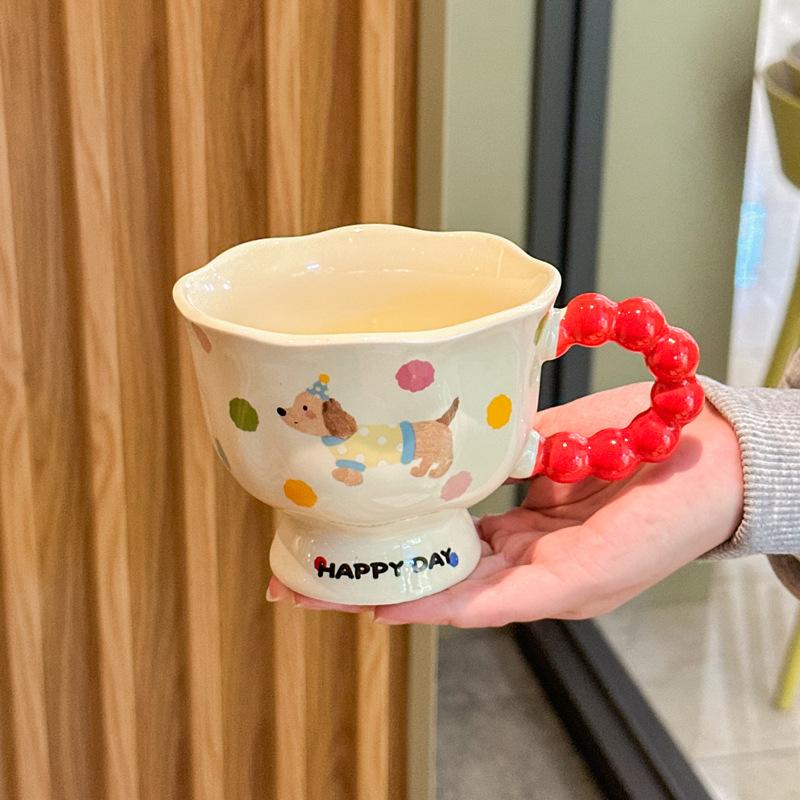 Cute Dachshund Puppy Goblet Milk Fufu Ceramic Mug Girl Couple Coffee Cup Birthday Gift Exquisite