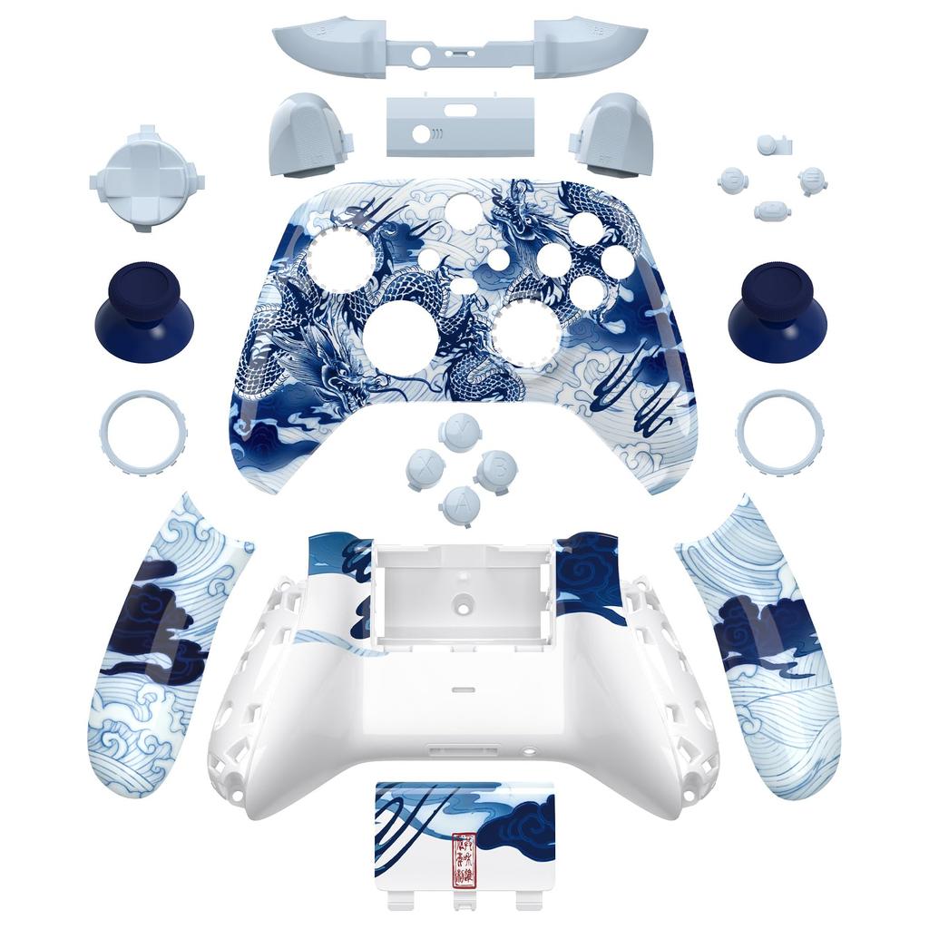 eXtremeRate Full Shell Button Set for Xbox Series X S Replacement Side Rail Grip Front Backplate Cover for Xbox Core Wireless Controller Not &