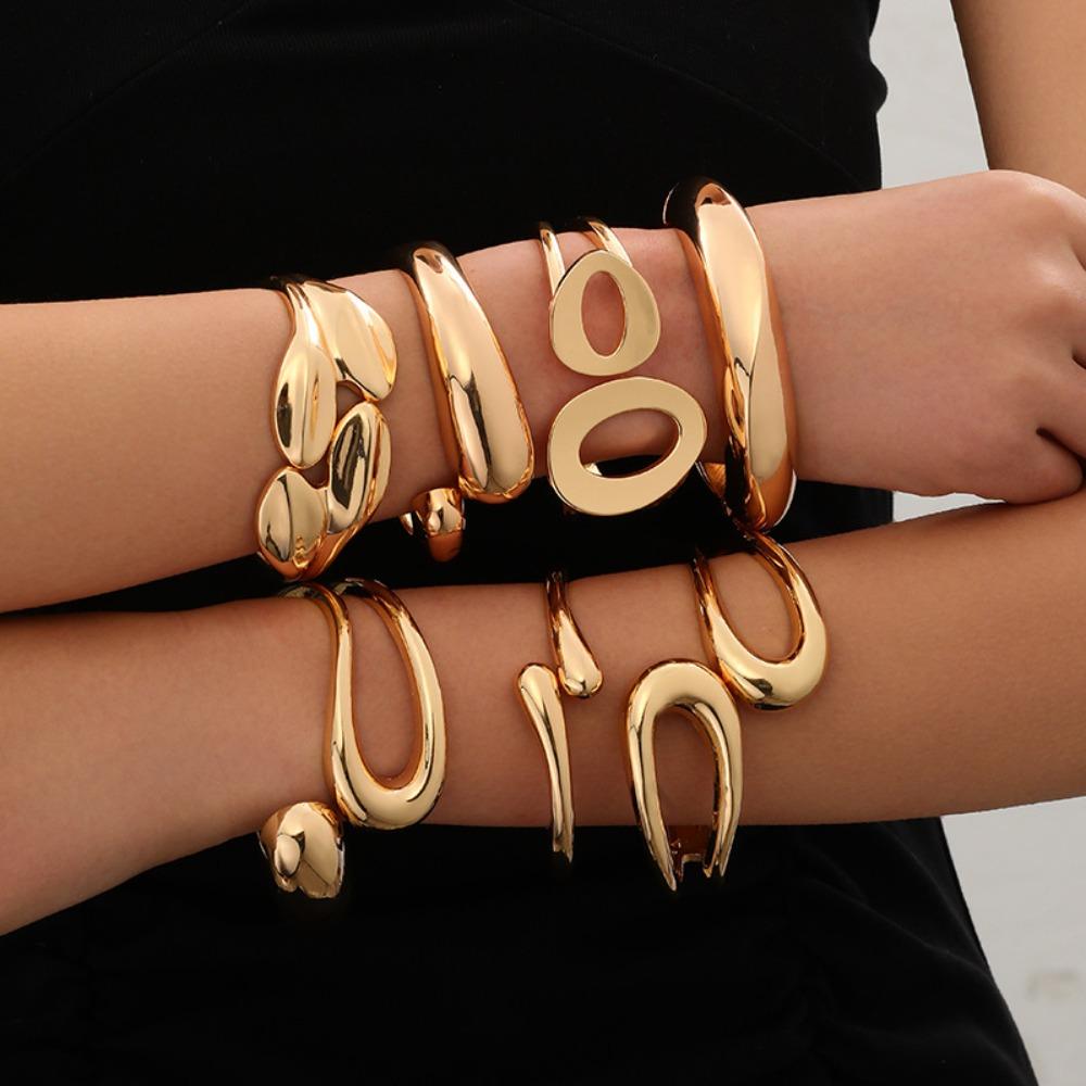 Bracelet INS Minimalist Irregular Wave Jewelry Metal Glossy Bracelet Ladies Jewelry