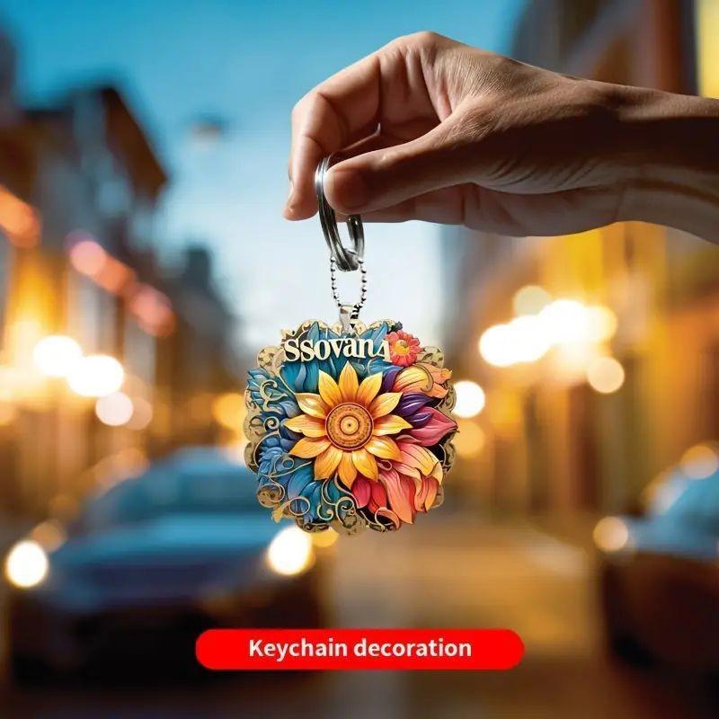 Fashionable Acrylic Sunflower Hanging Pendant For Upscale Automobile Decoration
