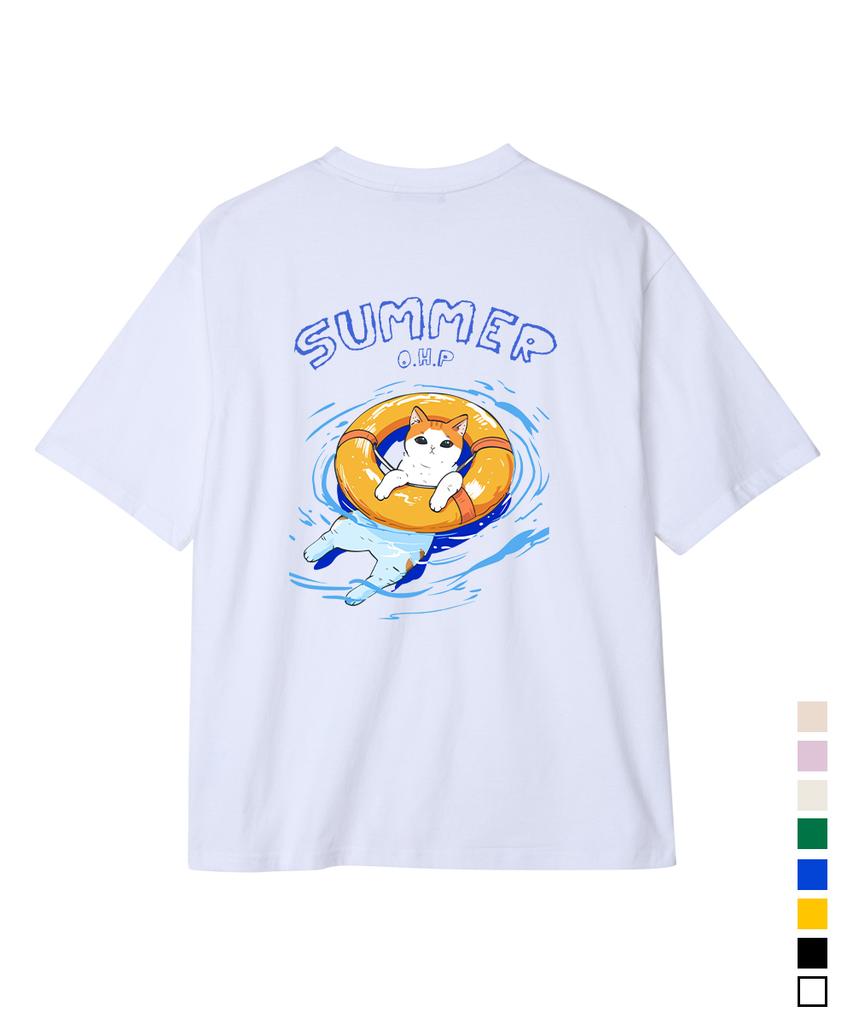 OHP Ohpxharmonia Bwater Play Cat Semi-Oversized Short Sleeve Tee (B Type)