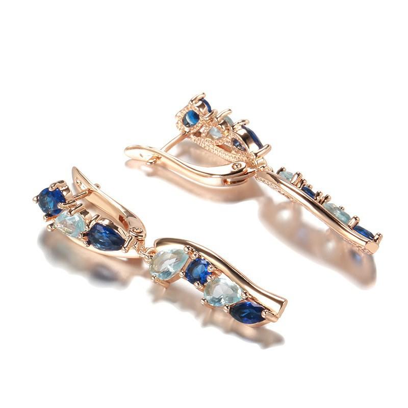Trendy personality rose gold earrings, stylish and simple fringed multi-color zircon women s earrings jewelry