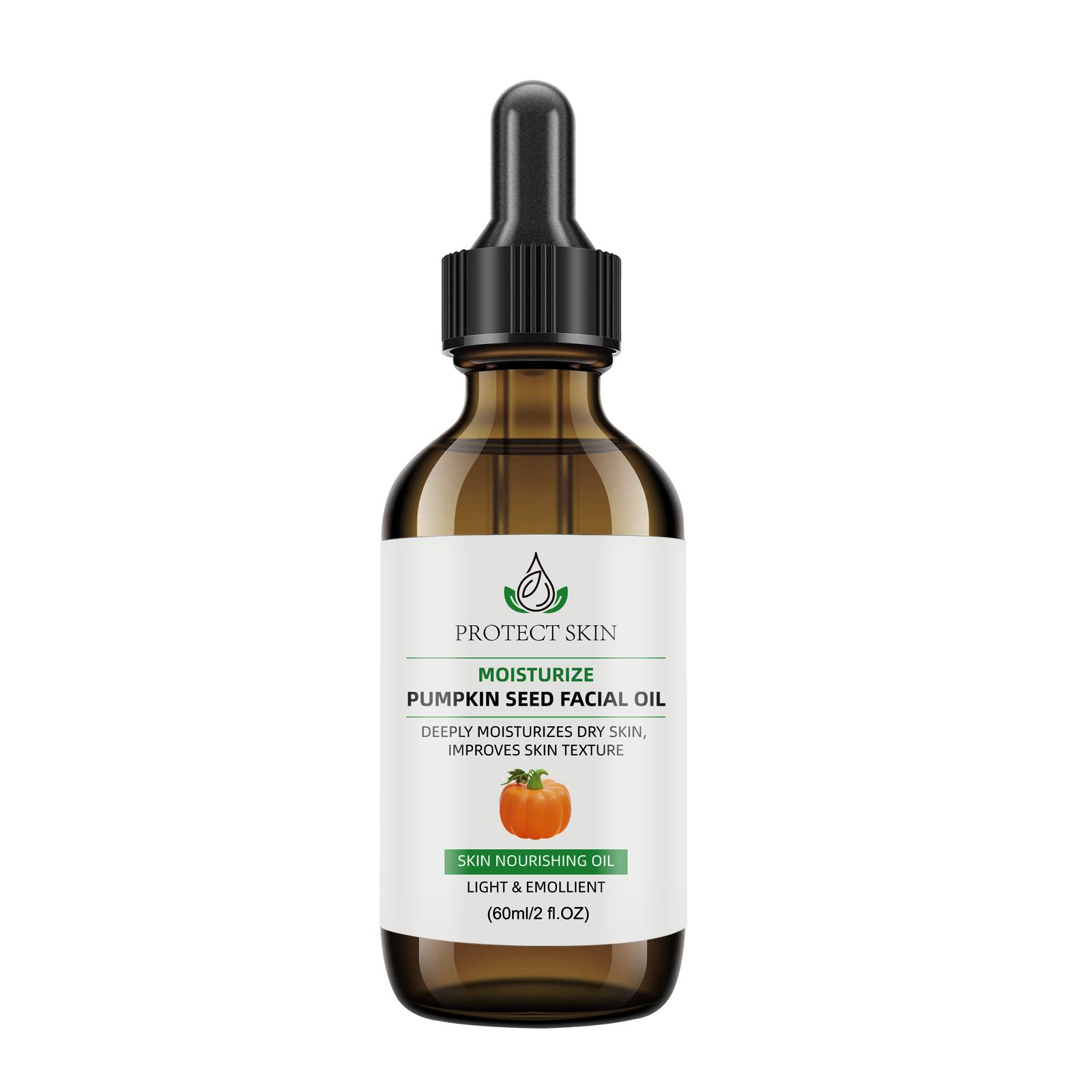 Natural Pumpkin Seed Facial Oil Anti-Aging and Firming Serum Deep Hydration for Skin and Hair Strength 60ML Large Glass Dropper Treatment