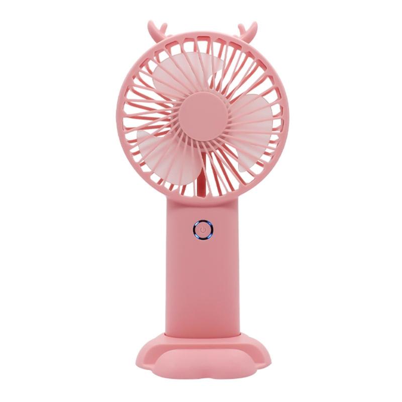 

Портативный ручной вентилятор с 5 скоростями, ЖК-дисплеем и держателем для телефона розовый