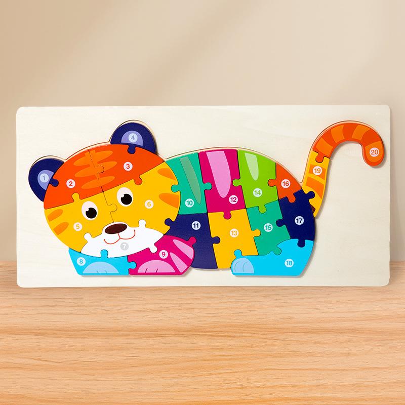 Children'S Early Education Puzzle Large Buckle Three-Dimensional Dinosaur Animal Digital Cognition Puzzle Puzzle Toy