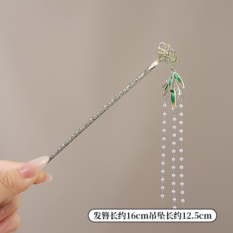 Chinesischer Stil Haarnadel für Frauen Vintage Blume Quaste Haarstab Exquisite Klare Florale Perle Haarnadel Schmuck Haarschmuck