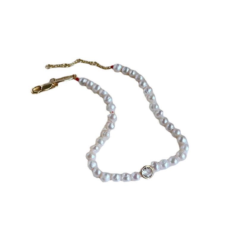 Elegant Zircon & Freshwater Pearl Red String Bracelet