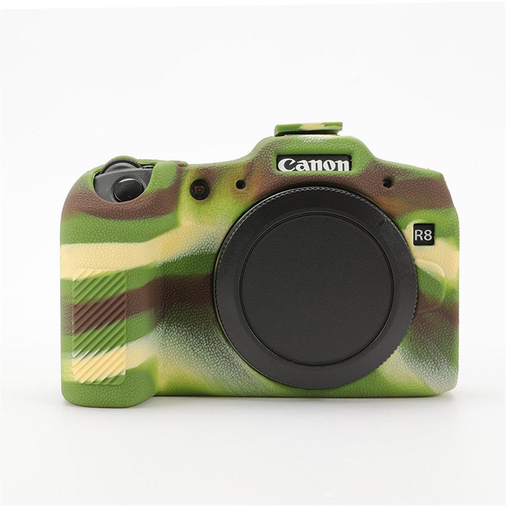 Soft Silicone Armor Camera Body Case For Canon EOS R8 Litchi Pattern Shockproof Cover