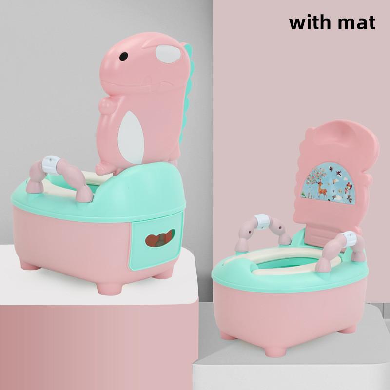 

Детский горшок для детей 1-6 лет, милое детское сиденье для унитаза, легко чистится, детские горшки с динозаврами из мультфильмов, портативный горшок, безопасный тренировочный табурет with mat розовый