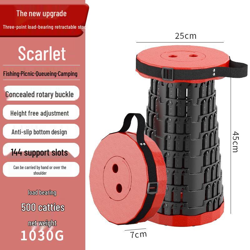 Three-Buckle Portable Folding Retractable Stool for Travel and Outdoor Camping