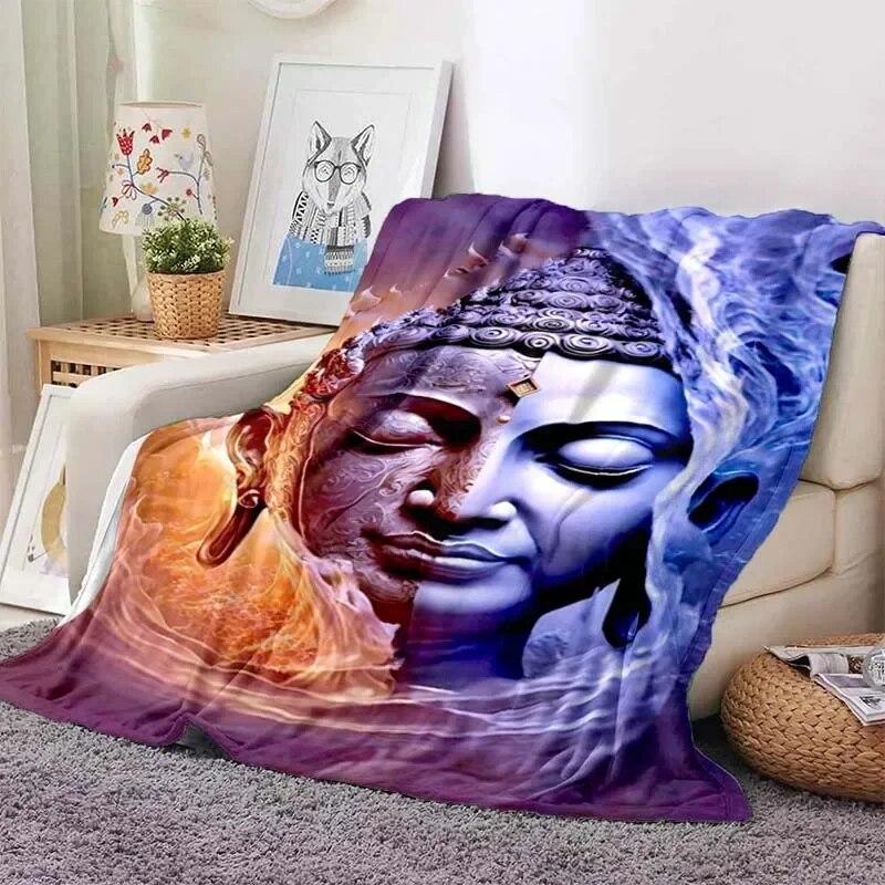 Gautama Buddha Plüsch weiche Decke karierte dünne Decke Wohnzimmer Schlafzimmer tragbare Home Reise Büro Mittagsdecke