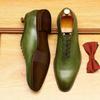 Pánské ručně barvené společenské boty z full-grain kůže se špičatou špičkou - britský formální styl