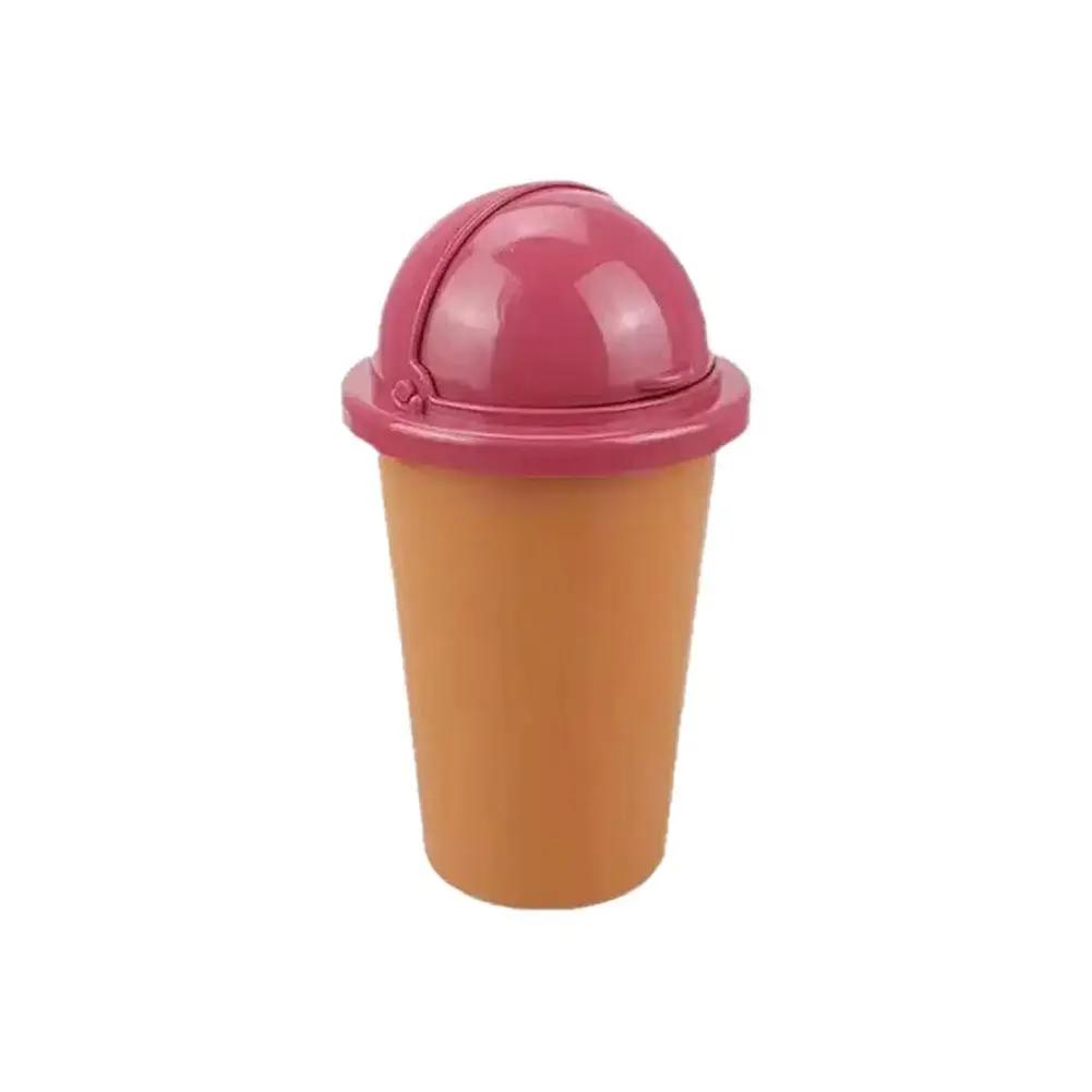 Universal Portable Car Trash Can Cute Mini Automotive Leakproof Vehicle Trash Bin With Swing Lid For Car Office Desktop F4T7