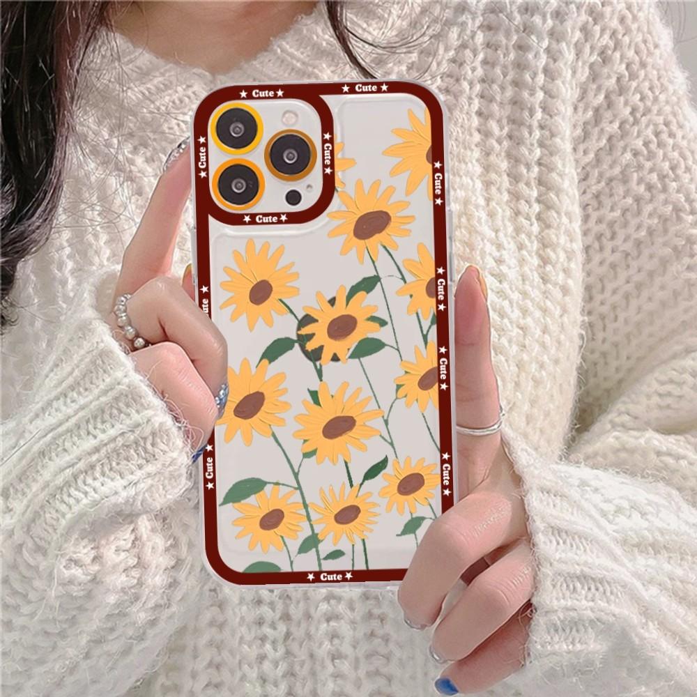 Beautiful Flower Sunflower Phone Case For iPhone 16 15 14 13 12 11 Pro Max XS X XR Mini Protective Cover