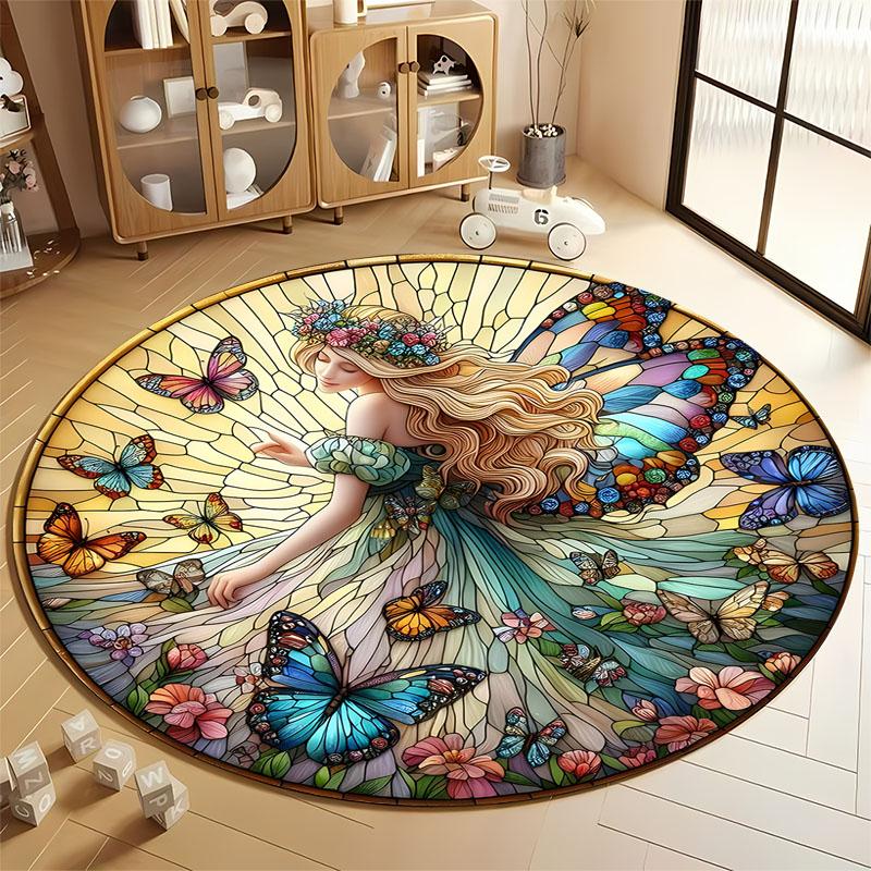 

Enchanting Butterfly Garden Round Carpet for Living Rooms round carpet for home sofa bedroom, gift Diameter 60cm