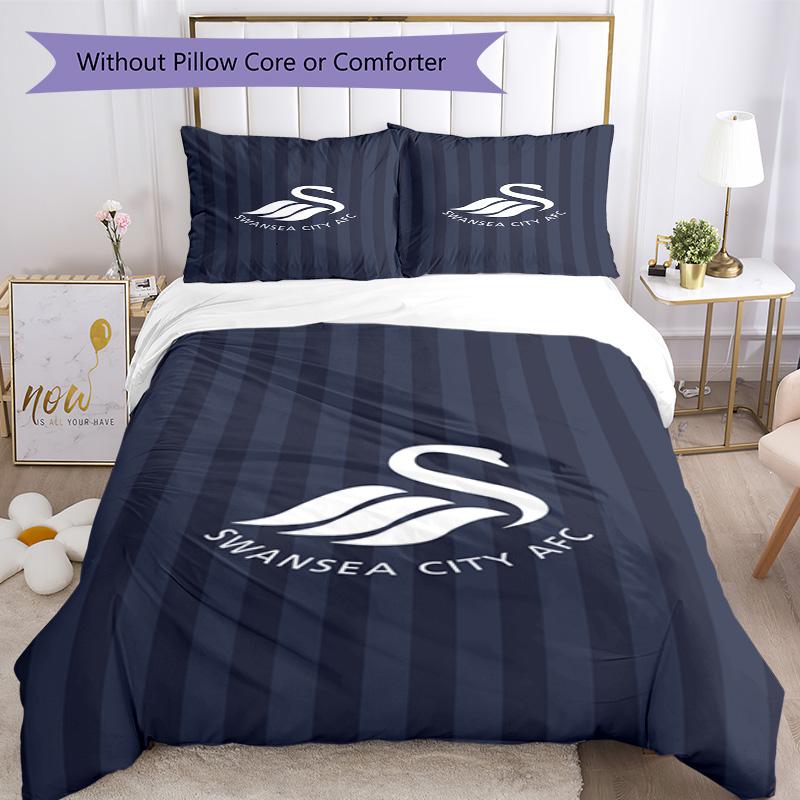 Set Copripiumino con Stampa Swansea City A.F.C. – include 1 copripiumino e 2 federe coordinate Arredo camera da letto Regali di Natale