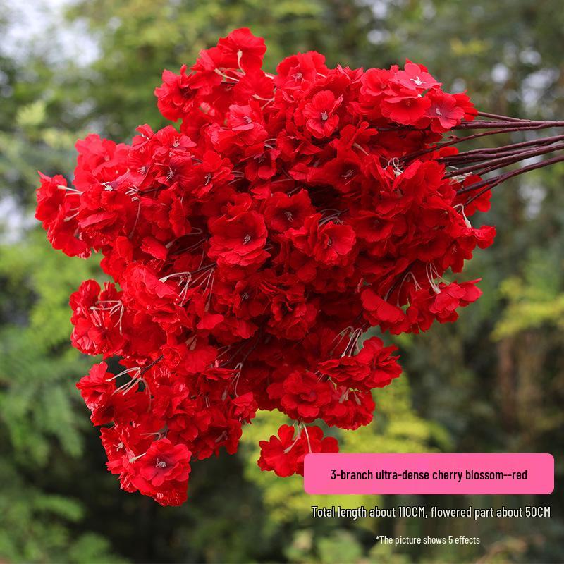 Silk Cherry Blossom Branch Artificial Vine: Floral Decoration for Weddings and Indoor Spaces