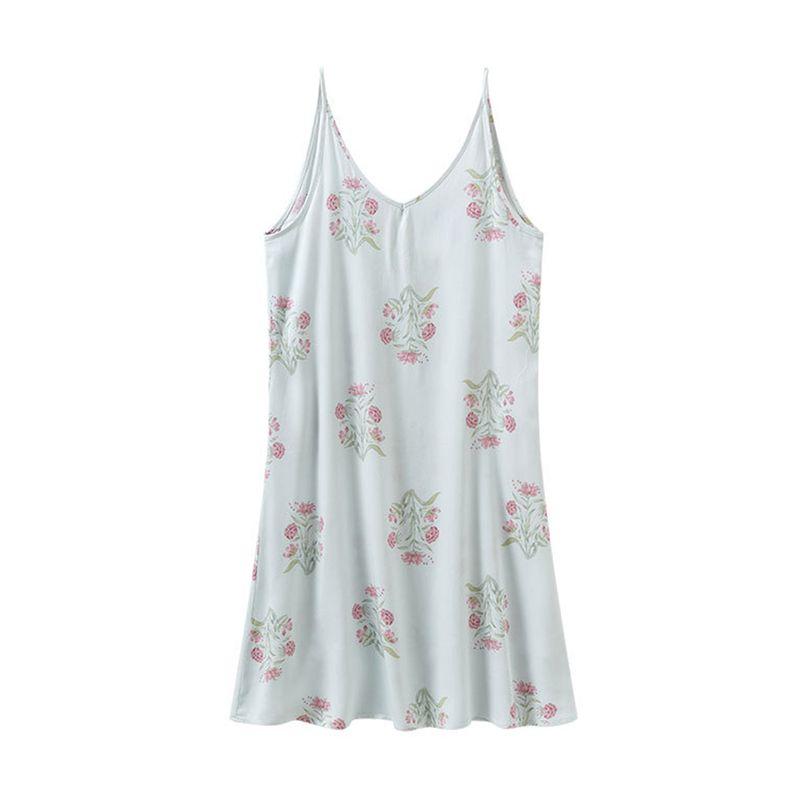 2024 Summer Pajamas Women Green Hydrangea Print Rayon Satin Short Sleeve Shorts Thin Comfortable Casual Home Wear