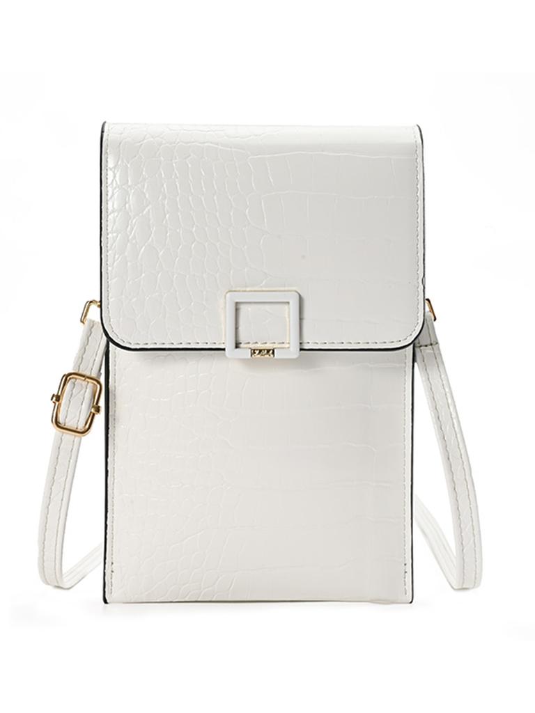 Sac de téléphone pour femmes avec bandoulière fenêtre transparente portefeuille en cuir PU
